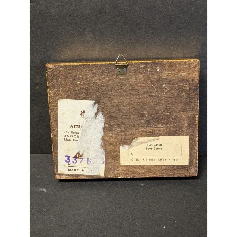 Vintage Miniature Italian Frame W/ Rococo-Style Love Scene